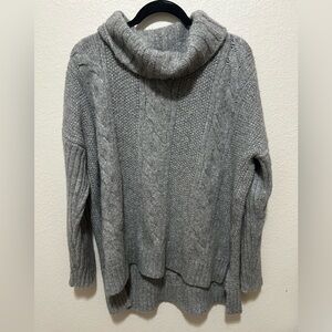 Valette Baby Alpaca Cable Knit Sweater Size M/L Gray Oversized Cowl Neck